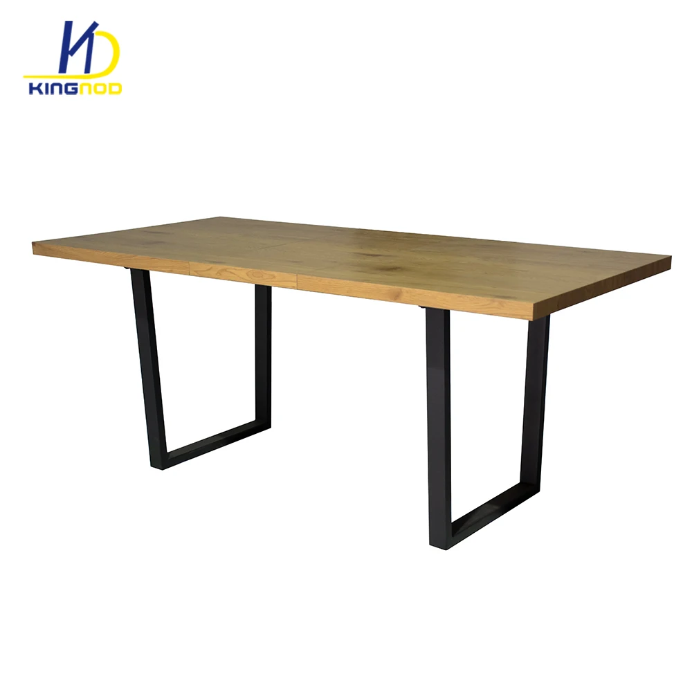Modern Restaurant Kitchen Furniture Dining Room MDF Rectangular Leisure Tables with Metal Legs