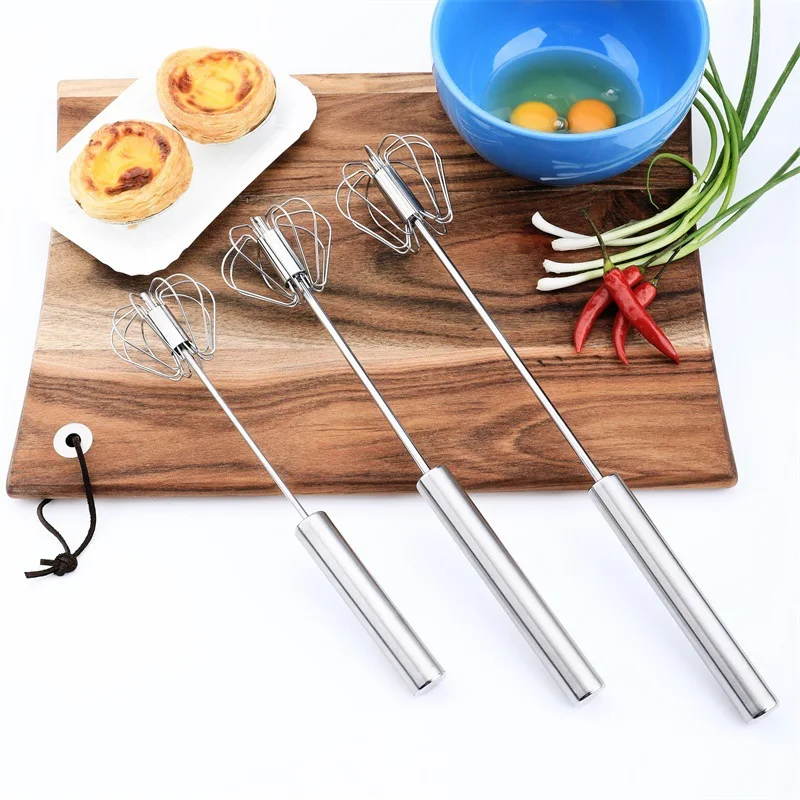 Kitchen gadget Manual Egg Tools Stainless Steel Rotation Egg Beater Whisk on Sale whisk ware whisk ball egg mixer