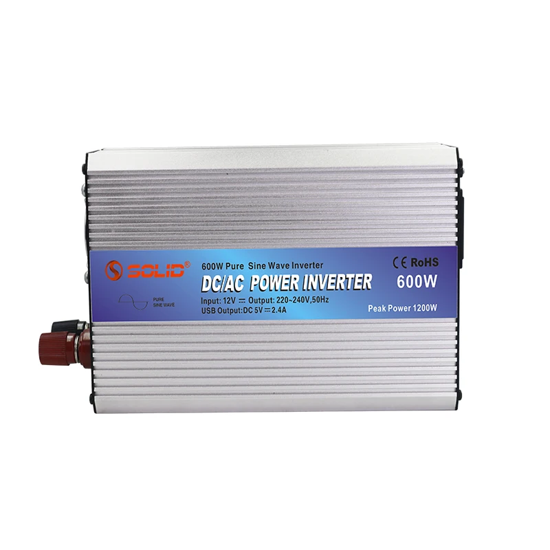 Solid Electric Pure Sine Wave Inverter Inversor 600w DC 12V 24V To AC 110V 220V Intelligent Power Inverter 500W