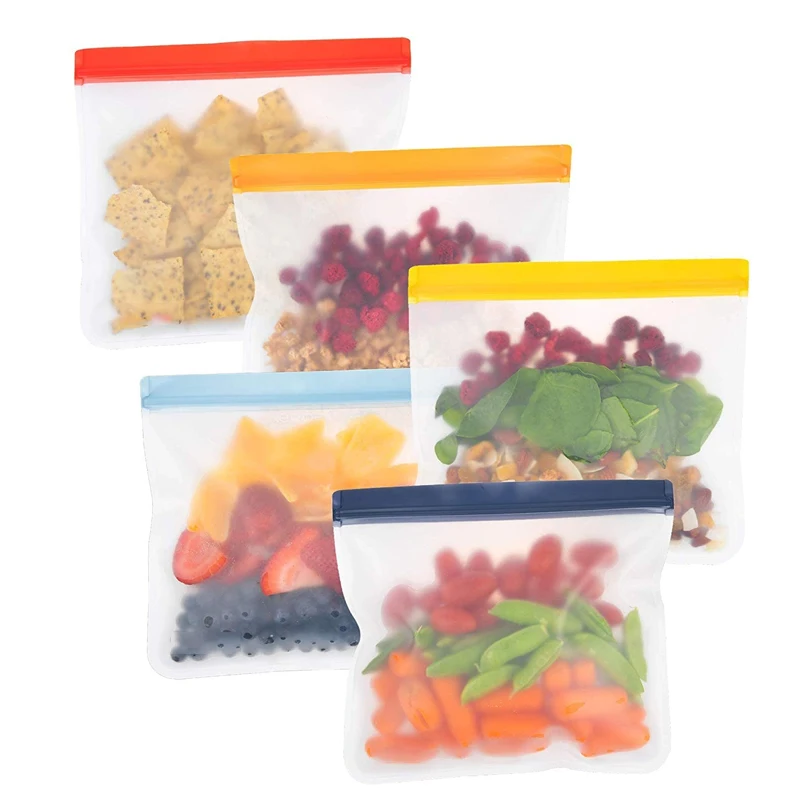 Bpa Free Leakproof Fresh Ziplock Reusable Bag Preservation Packaging Silicone Food Storage Bags