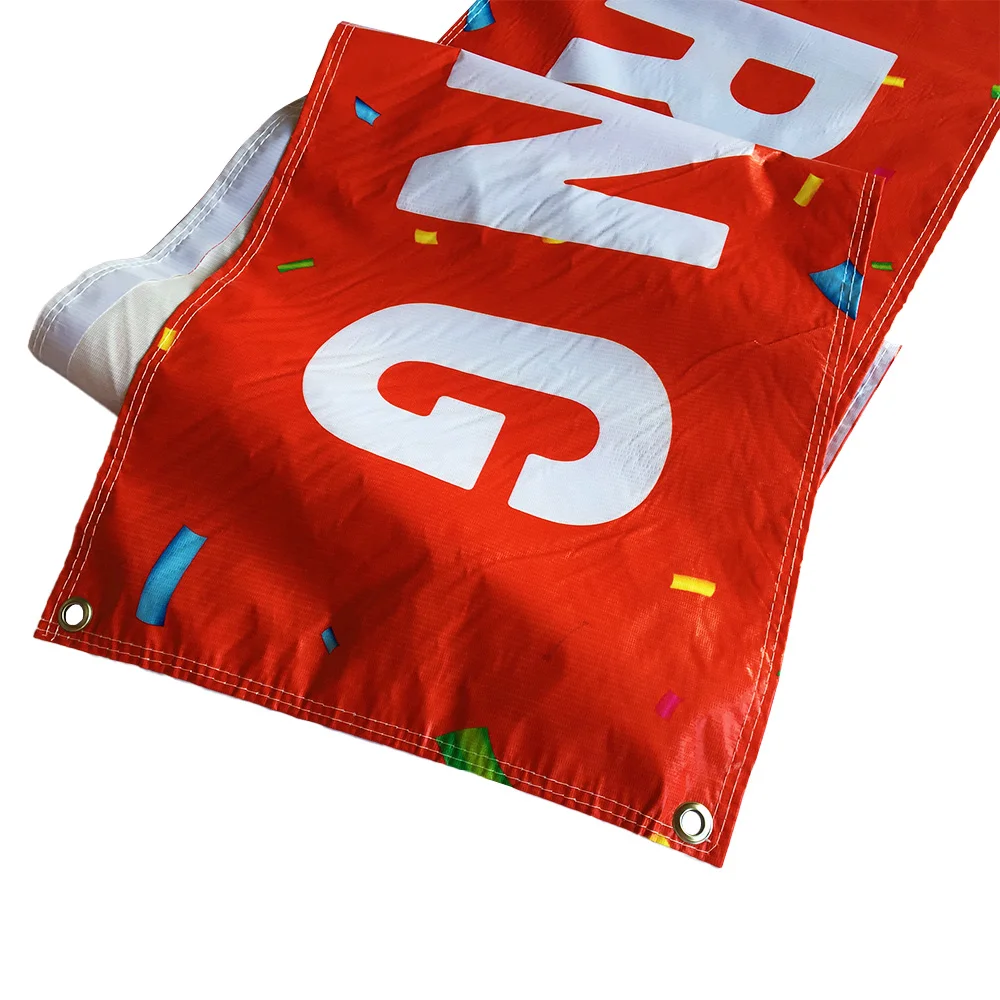 Custom  Outdoor Vinyl Banner with Full Colour Print finished with Ropes & Eyelets  Heavy Duty Vinyl Banner 13oz PVC Mesh banner