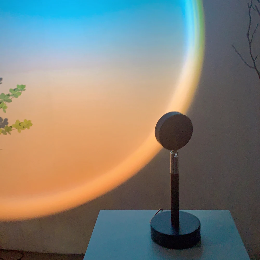  Dropshipping Blue Sea Horizon Sunset Projector Lamp Led Night Light Rainbow Atmosphere Table For Tik Tok