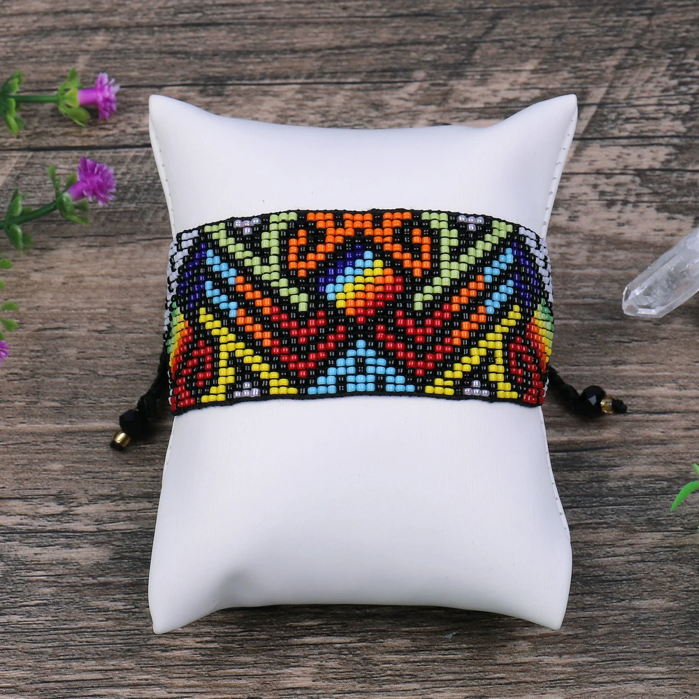 Bohemian Colorful Miyuki Bead Bracelet Miyuki Delica Handmade Beaded Eye Bracelet Seed Bead Bracelet Jewelry