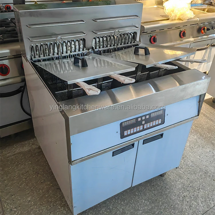 Professional Potato Chips Frying Machine With Cabinet 28L Electric Fryer Chicken Machine Free Standing Deep Fryer