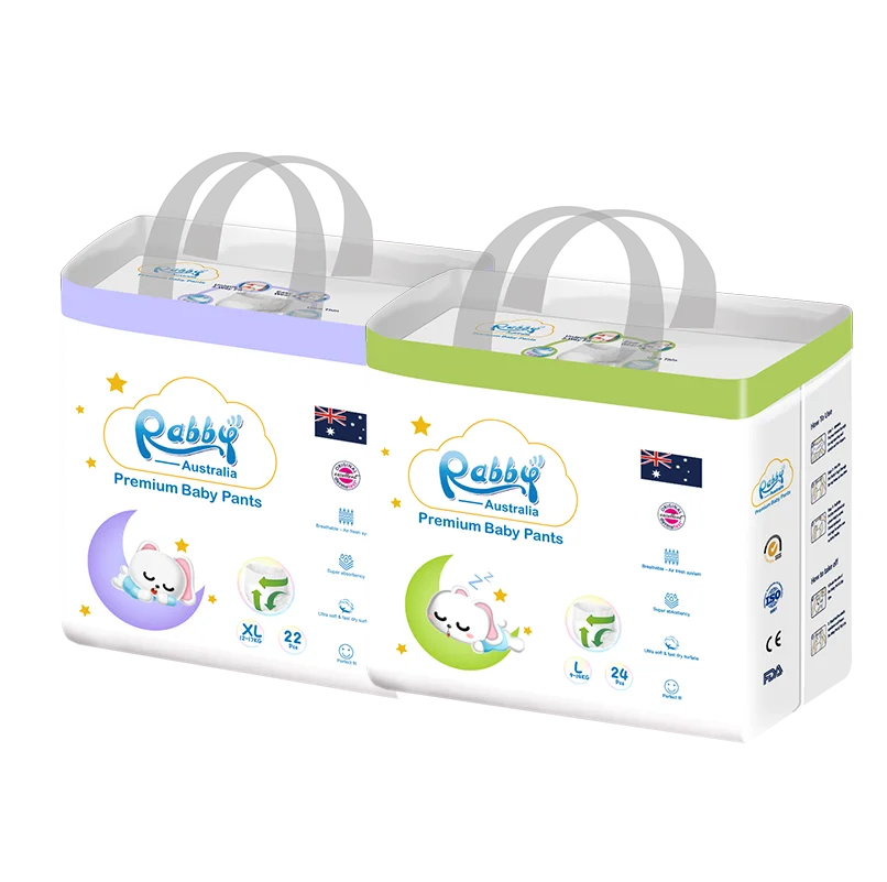 Rabby  Comfortable  Baby Diaper Skin Care Nappies Breathable Baby Diaper Pants And Wipes with Witness Indicator