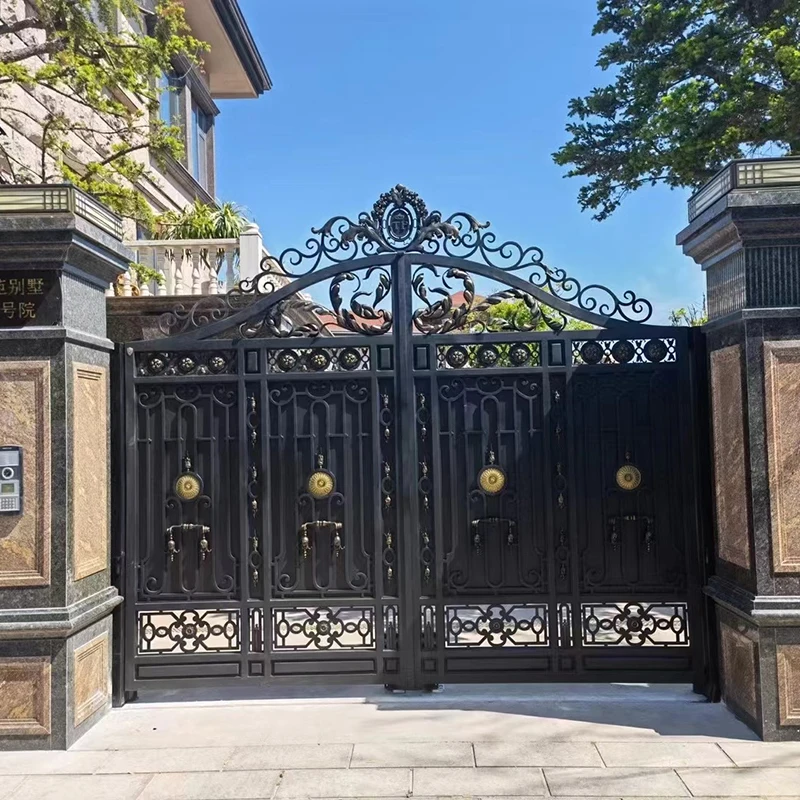 Manufacturers produce custom-made community fence wrought iron anti-collision gate school gate paint simple large iron gate