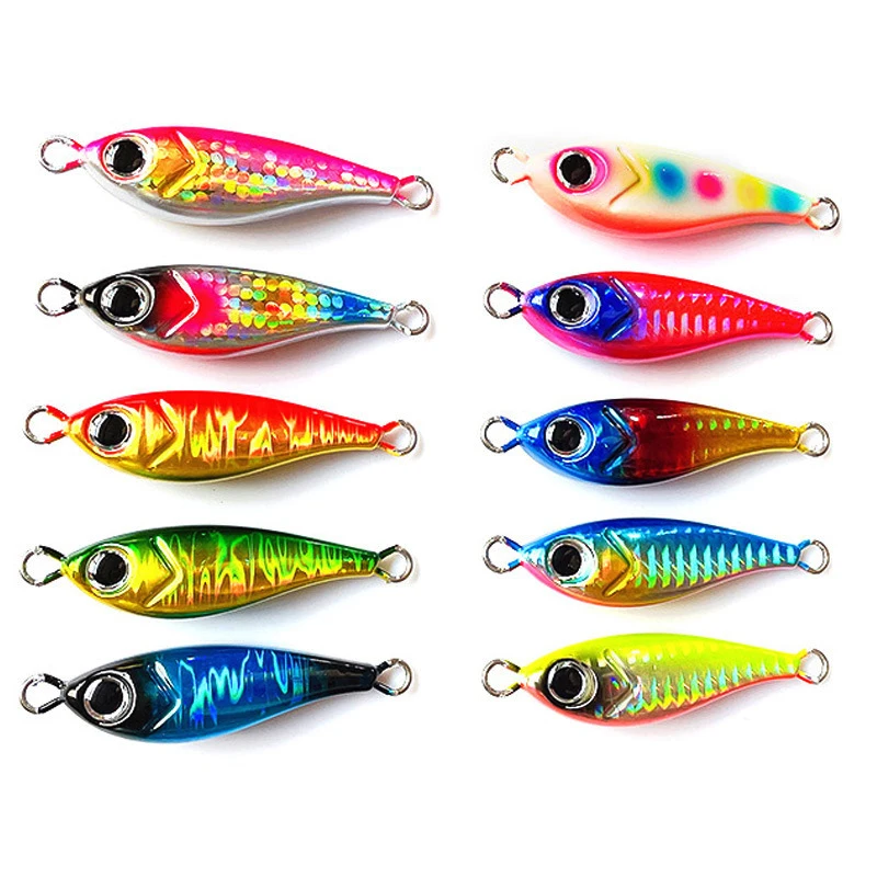 New arrival 7g 15g 30g 60g 80g laser lead Metal luminous Jig lures Sinking saltwater glow jigger bait with best price