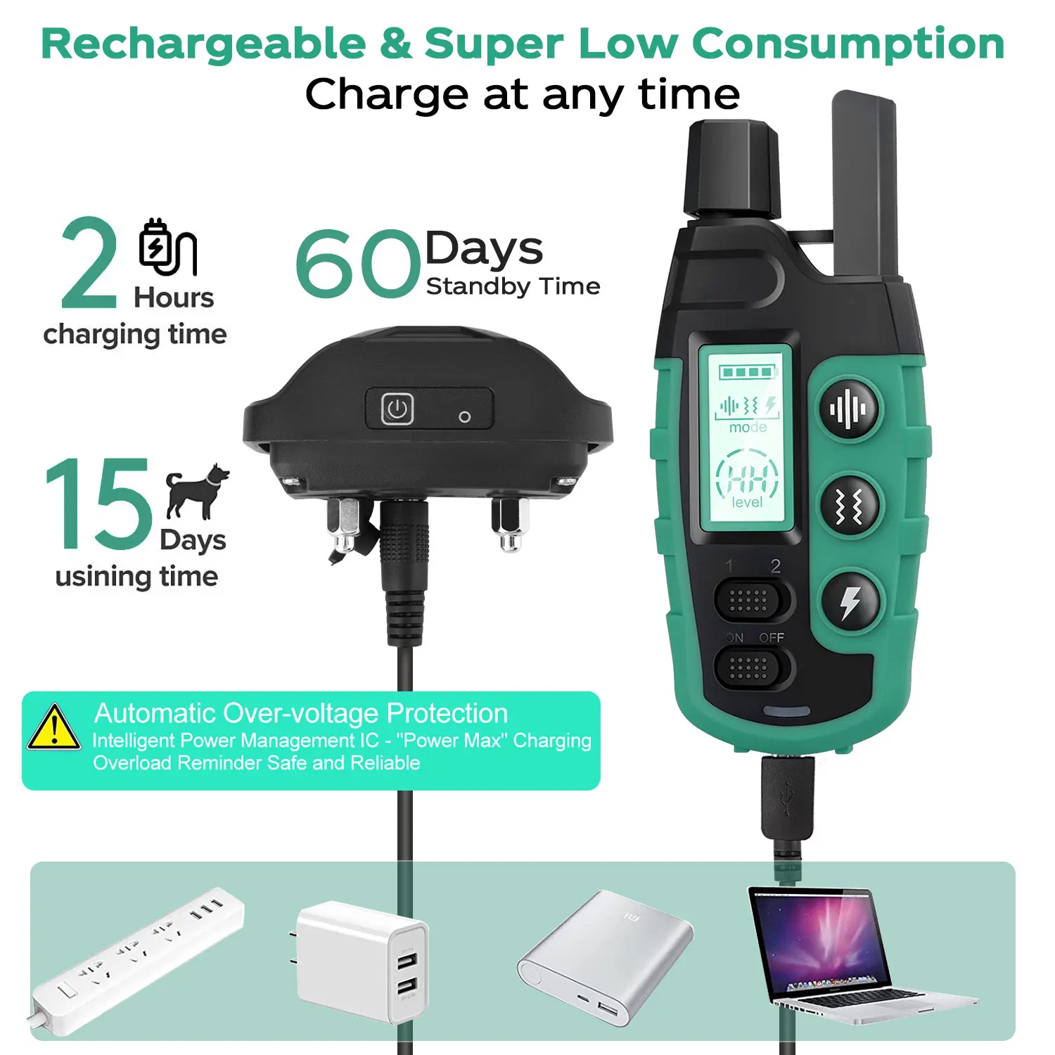 2024 Online Hot Rechargeable Waterproof Shock E-Collar with 3608Ft Remote for All Breeds, Factory Wholesale