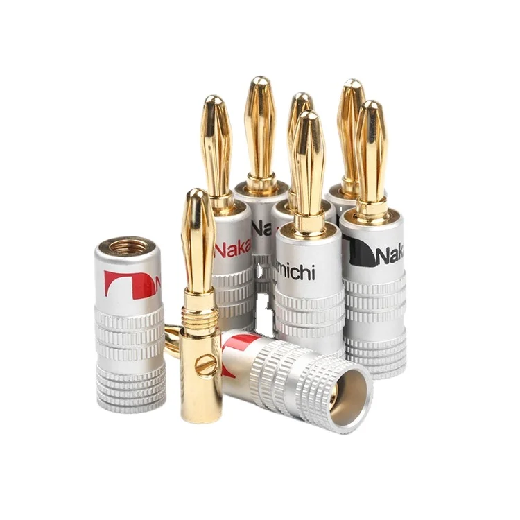 Высококачественный прямой 4 мм банановый штекер Nakamichi 24K позолоченный медный разъем BFA для