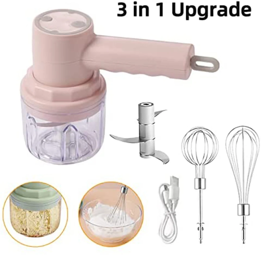 USB sliver crest Blender 3 In 1 Electric  Automatic Egg Whisk Milk Cream Beater Kitchen Food Mixer Masher bottle blender