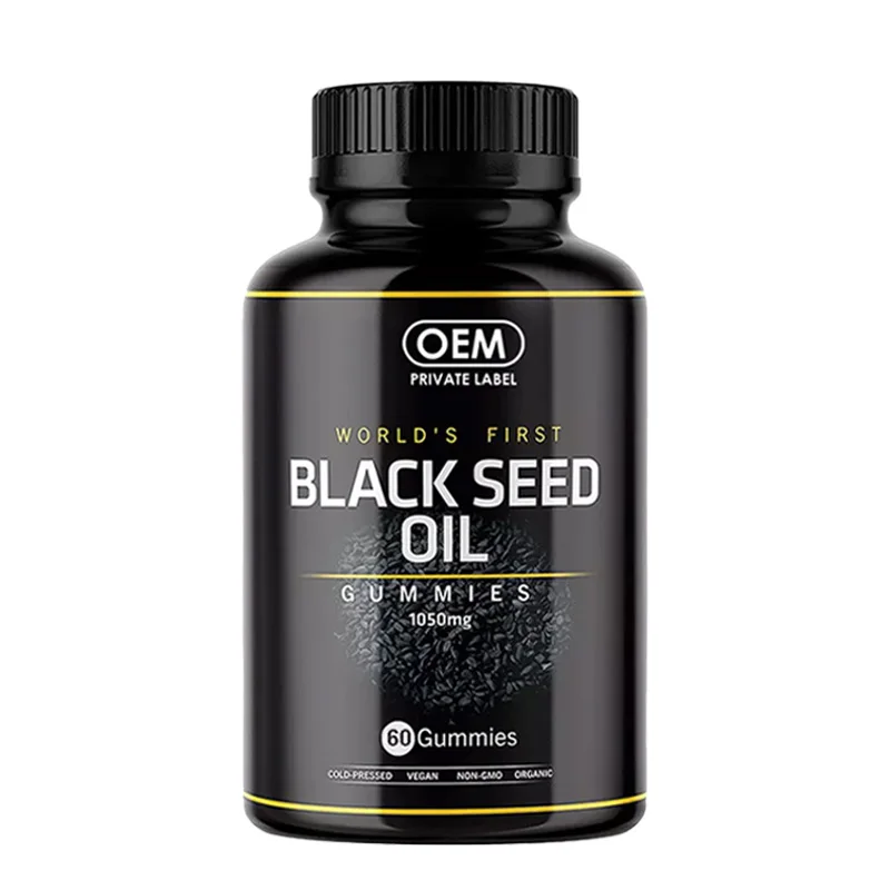 Manufacturer Custom Label Herbal Supplements Immune Support Joints Digestion Hair and Skin Black Seed Oil Gummies