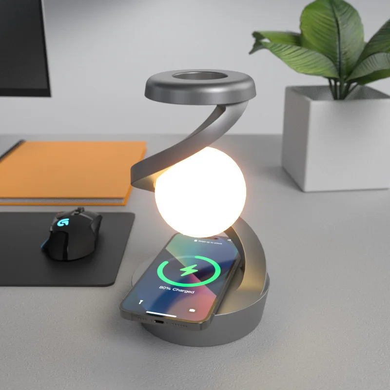 Rotary suspension wireless charging table lamp Mobile wireless charging RGB atmosphere night light