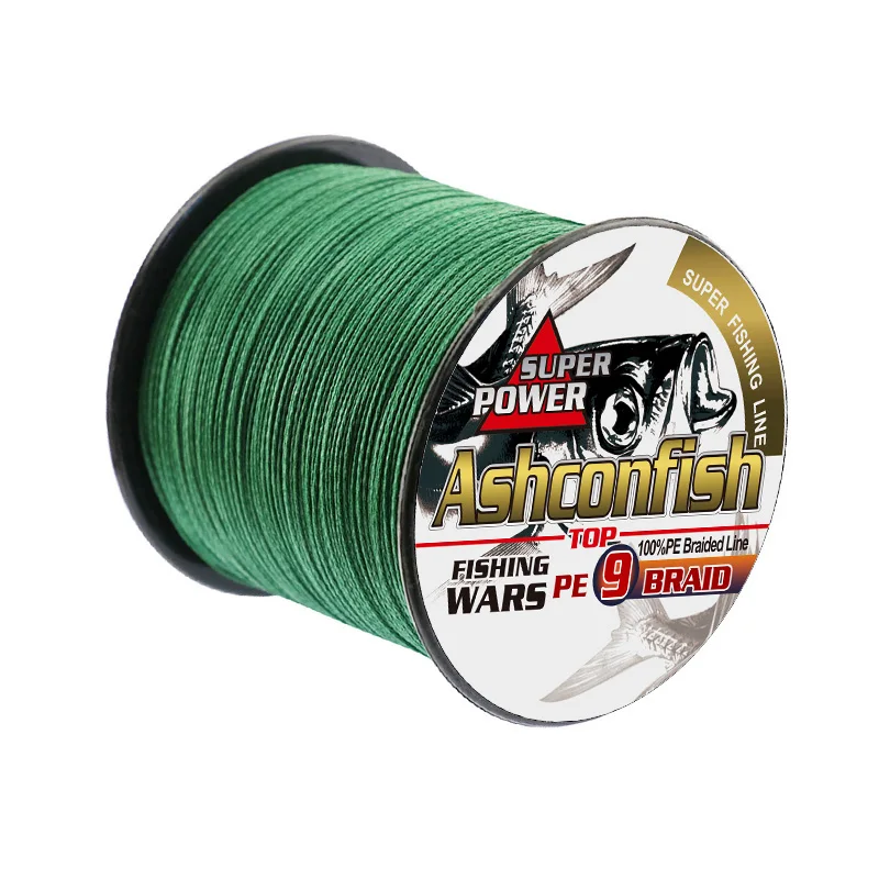 ashconfish 100% PE 15colours most round high density 9 strands braided fishing line 100 meter for carp saltwater fishing