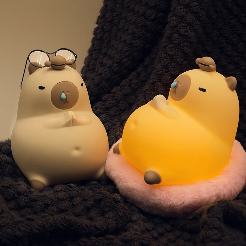 Creative Room Decoration LED Capybara Night Light USB Rechargeable Cartoon Animal Nursery Lamp Silicone Cute Capybara Night Lamp