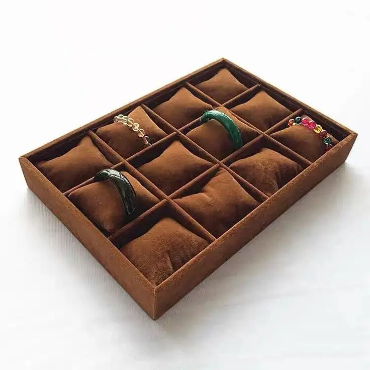 Luxury necklace display organizer case rings drawer divider velvet earring jewelry display trays