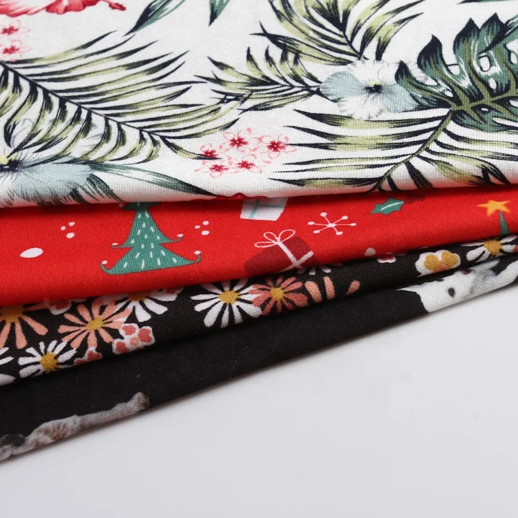 
Floral brush knitted textile stretch dty brush print fabric polyester spandex fabric and textiles for clothing 