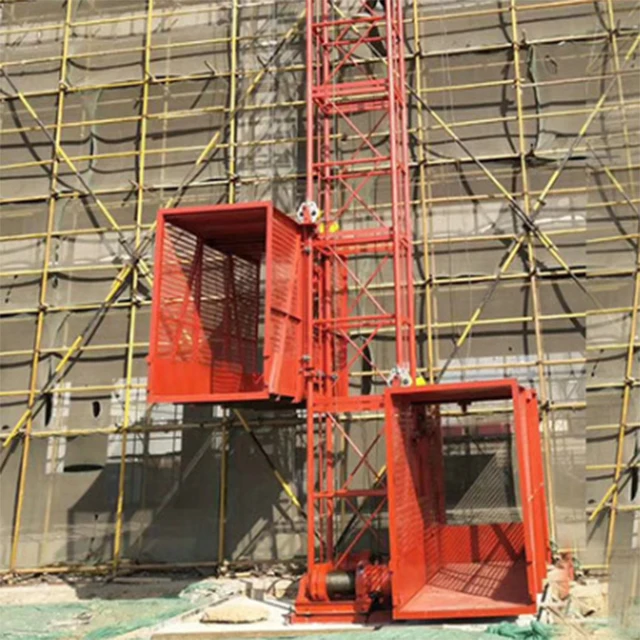 
building construction materials lift SS80/80 double caged material hoist 