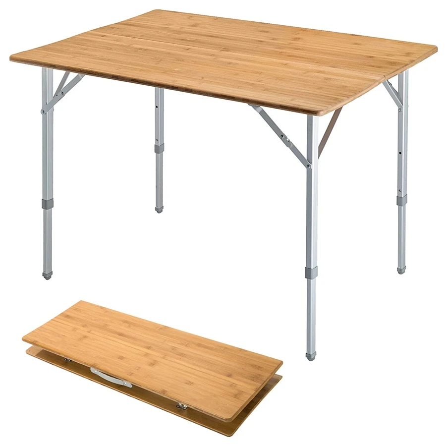 Бамбуковый складной стол с алюминиевыми ножками