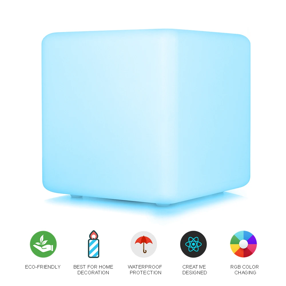 Glow Furniture 60cm LED Cube Chair Light Up Furniture Glow In The Dark Furniture Cube Seat Contour Cube