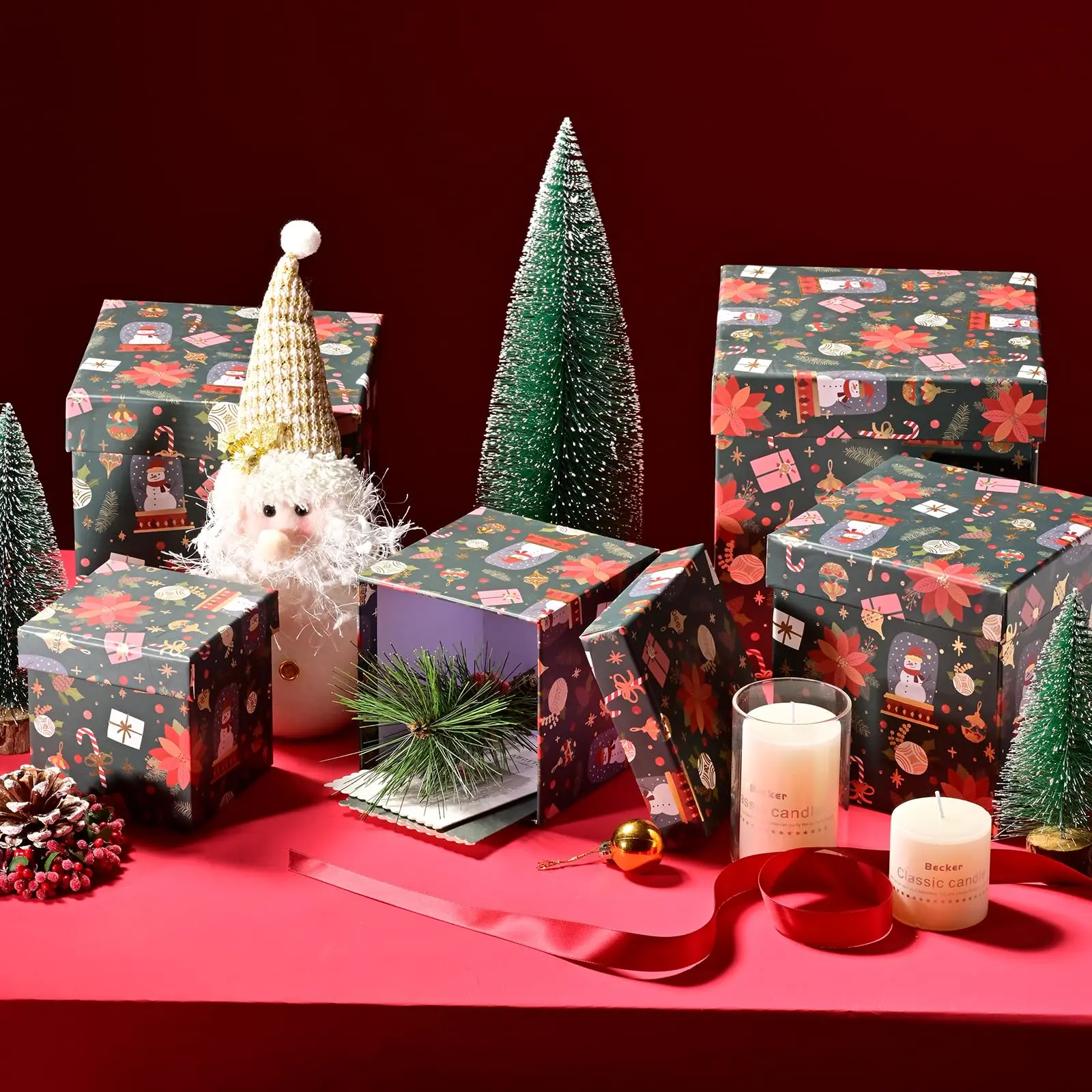 Christmas Luxury Paper Gift Box Rigid Cardboard Book Shape Magnetic Lid Gift Boxes