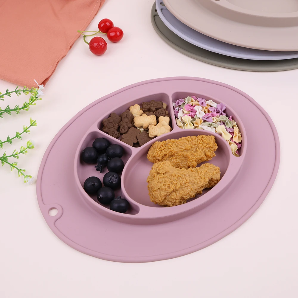 New Product idea 2024 Placemat Silicone Suction Plates for Children Kids Toddlers Kitchen Dining Table with Built in Plate