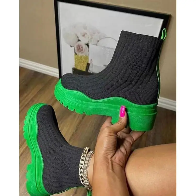 2024 new round toe flip-flop sock ankle boots women large size fast sell women boots