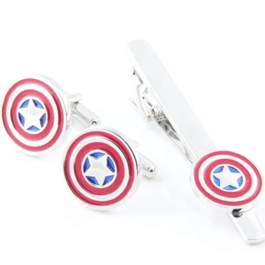 High-grade Cooper Material Silver Plated Custom Logo Round Shape Soft Enamel Metal Cufflinks
