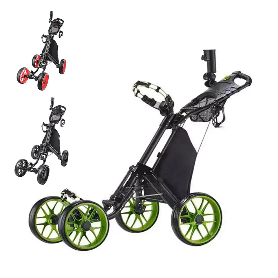 GP 2 3 4 Wheels Push Golf Trolley Electric Custom Your Logo Quick Open  Foldable Push Golf Trolley Cart