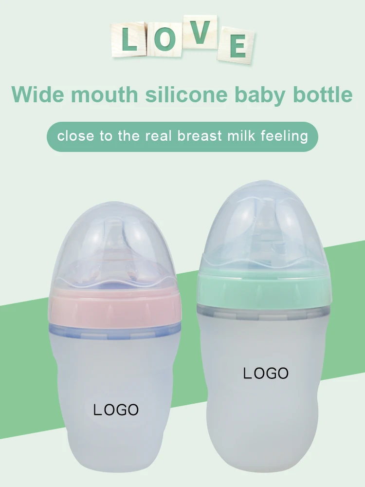 Oem Silicone Bottles Custom Thermos Milk Hands-free Baby Newborn Feeding Bottles 240/180ml