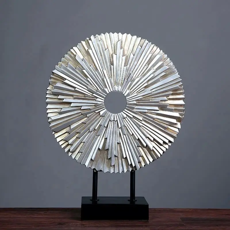 China Suppliers Resin silver sun shape Home Decoration Ornament with 2 different size home ornaments