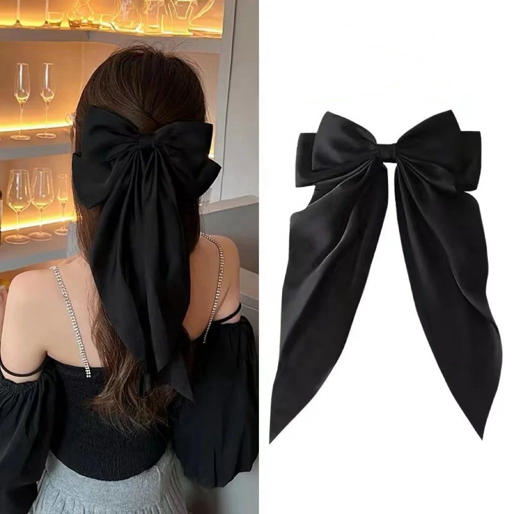 Fashion Big Size Hair Accessories Hair Clips Satin Bow Hairpin For Women Bowknot Hair Bow Clip