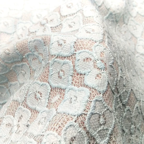 Shiny Multi Color Blue Flower Pattern Embroidery Lace Fabric In Stock