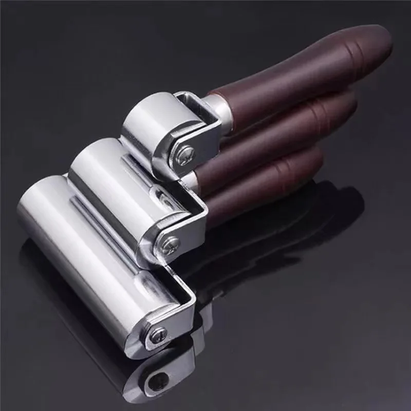 Leather Press Edge Roller Leathercraft Wooden Handle Carbon Steel Creaser Diy Leather Rolling Craft Roller Tool 60mm