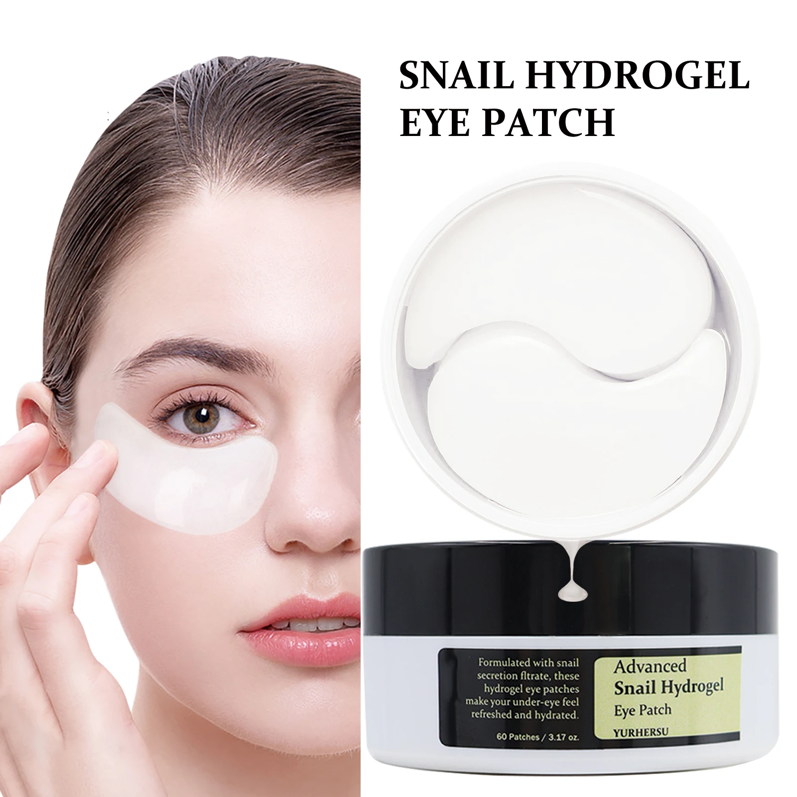 OEM Cosmetic Skin Care Collagen Under Eye Patches Anti-wrinkle Dark Circle Glitter Snail Eye Mask Patch