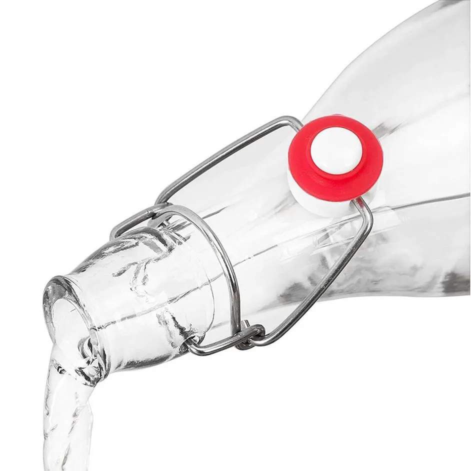 Wholesale 750ml 1000ml Classic Easy Flip Lid Clear Water Bottles Glass Swing Top Bottle with Airtight Stopper Cap