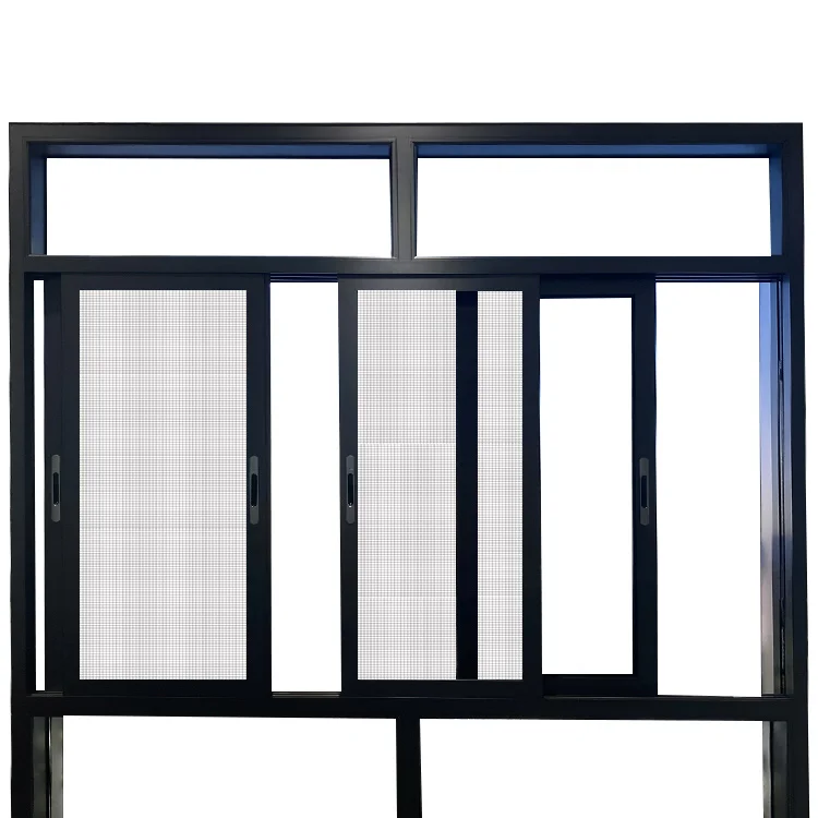 Aluminum exterior latest design double glazed 3 track three panel aluminum sliding glass window screen window