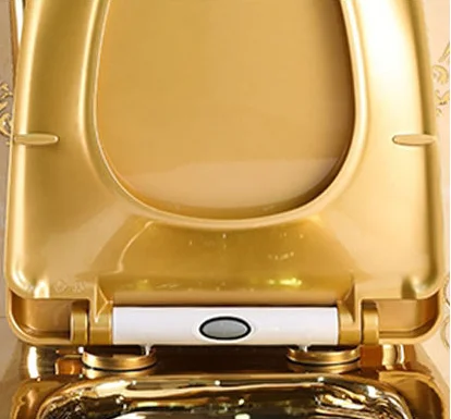 Modern Luxury Sanitary Ware High Quality Golden Color Bathroom Ceramic WC Dual-Flush Toilet Fashion Design