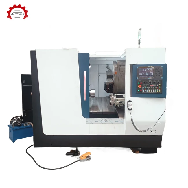 Efficient TCK46D/8 cnc milling and turning lathe 4+4 power head with Y-axis slant bed cnc lathe