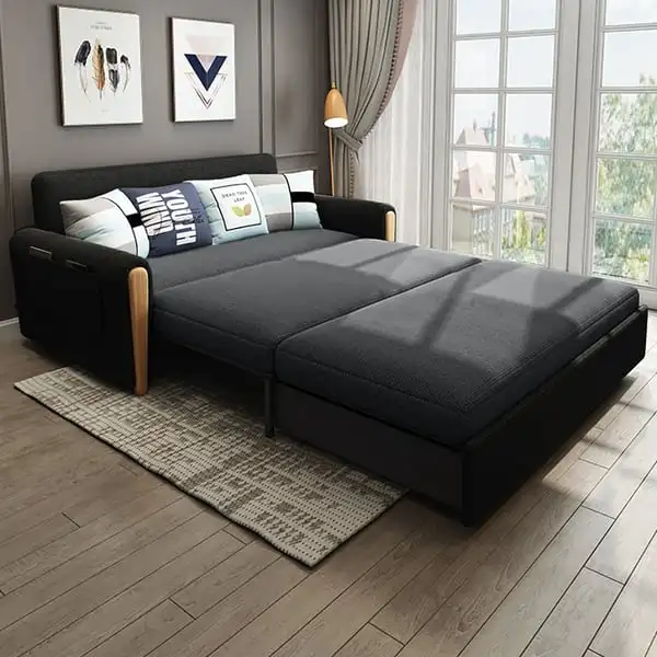 latest Comfortable Home Furniture Hotel 3 seat Wood Frames Fabric Leather Living Room  Folding Sofa  Bed with Storage