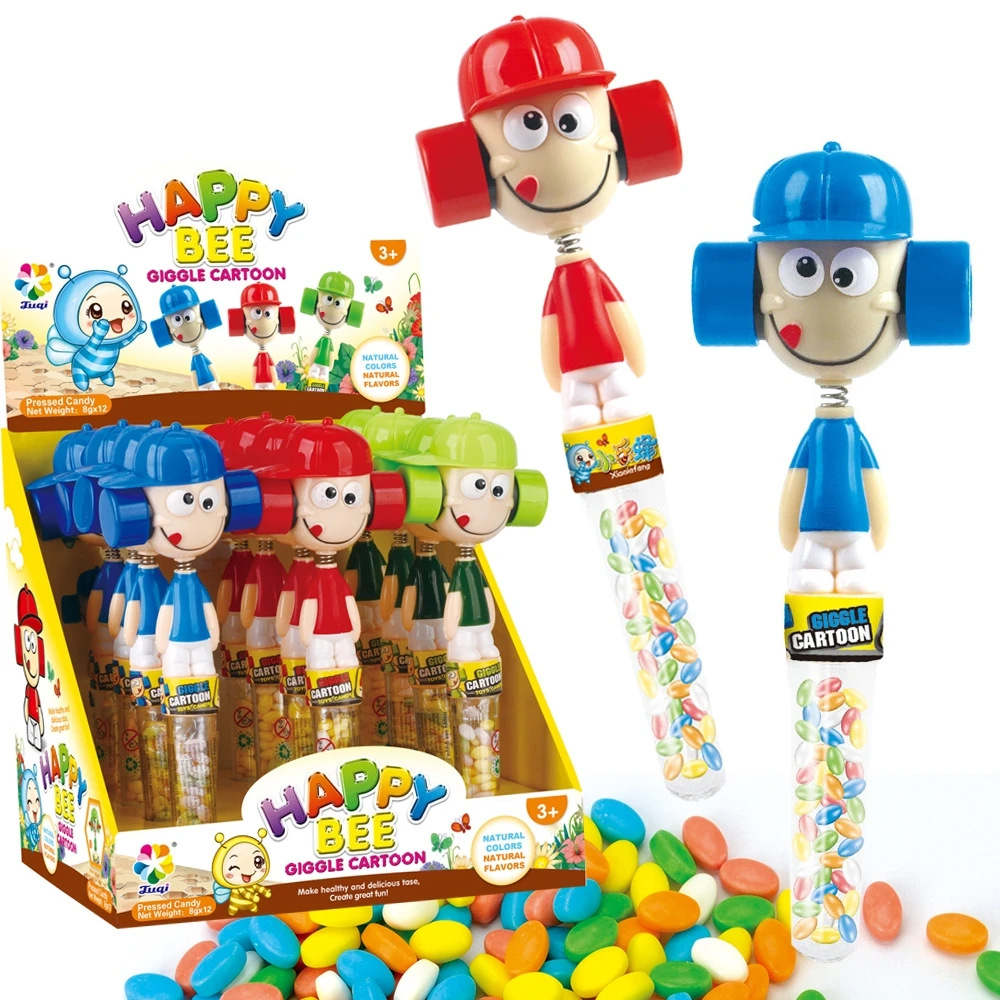 Chinese Sweet Hard Candies Dulces Con Juguete Giggle Smiley Whistle Cartoon Candy Surprise Toys Candy