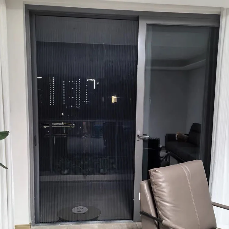 Anti Aluminum Frame Fiberglass Pleated Mosquito Net Trackless Retractable Fly Screens Door Fly screen Sliding Door