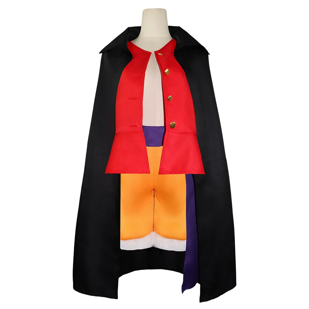 Anime One Pieced Cosplay Monkey D Luffy 1st Costume Full Set Uniforms Adult Halloween Party Wear (Tops+Shorts+hat)