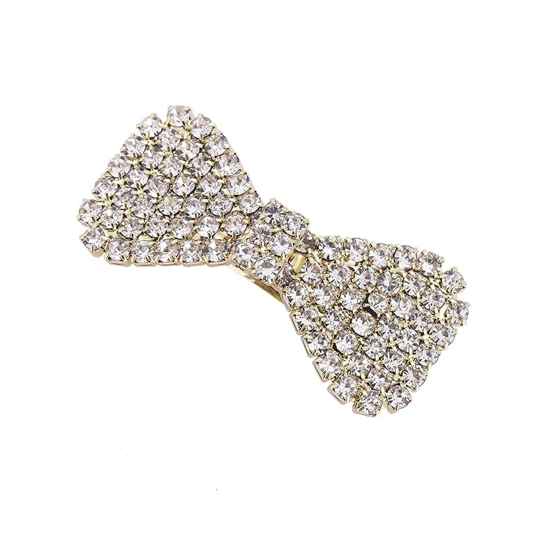 Summer Korean New Hair Accessories Full Diamond Bow Hairpin Exquisite Rhinestone Edge Clip BB Clip