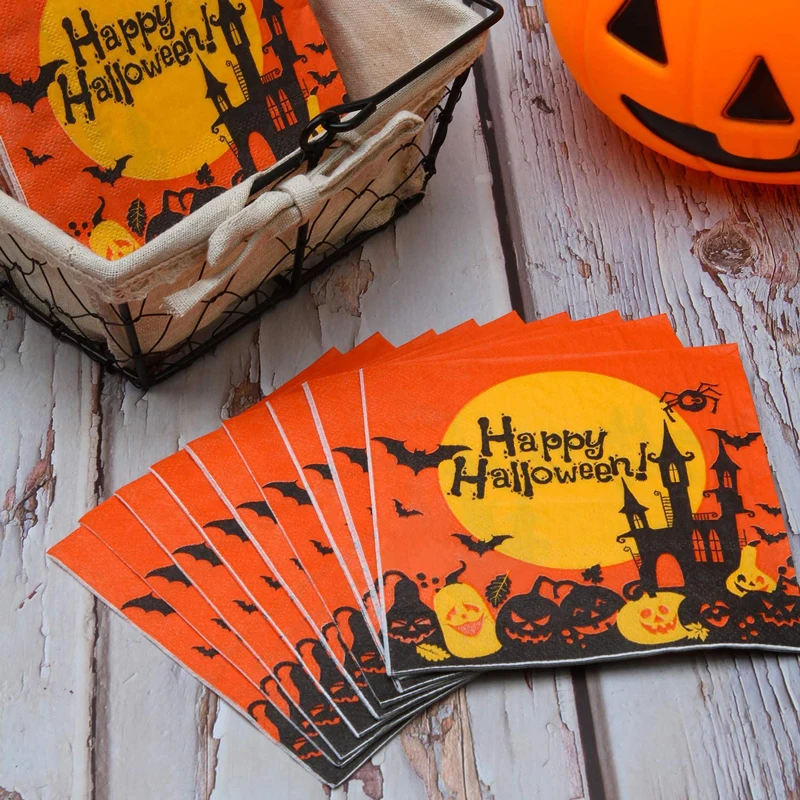 Customized disposable paper napkins serviettes party dinner paper napkin decoupage for Halloween