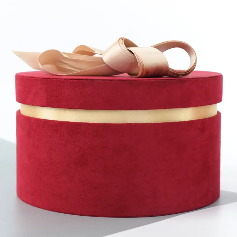 High Quality Custom Round Suede Flower Box