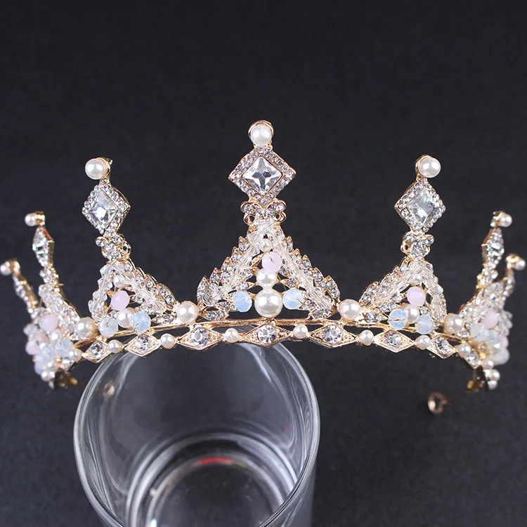 New High Quality Luxury Crystal Rhinestone Headdress Bridal Hair Accessories Brida Alloy Pearl Princess Tiaras and Crowns