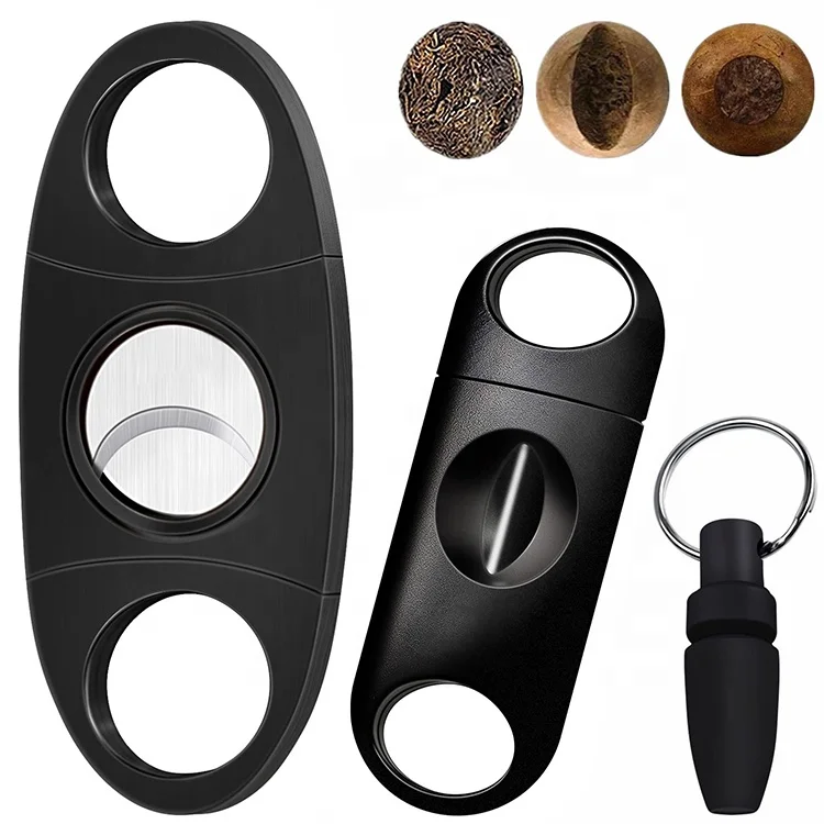 Hot-selling custom 3 pack cigar cutter set contained stainless steel guillotine enlarge V-Cut cigar punch