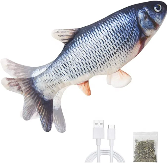 
Amazon Hot Selling Real Fish Toy Plush Moving Fish Catnip Toy Cat Electric Fish Toy 