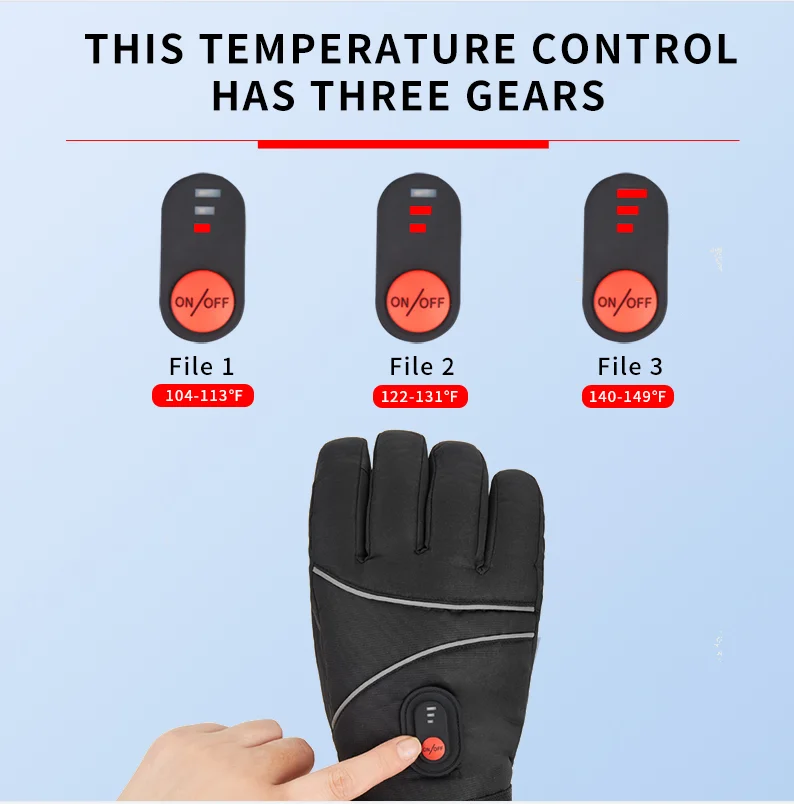 heated gloves 5V Rechargeable Lithium Battery  gloves  and Back  rechargeable waterproof heating warm gloves