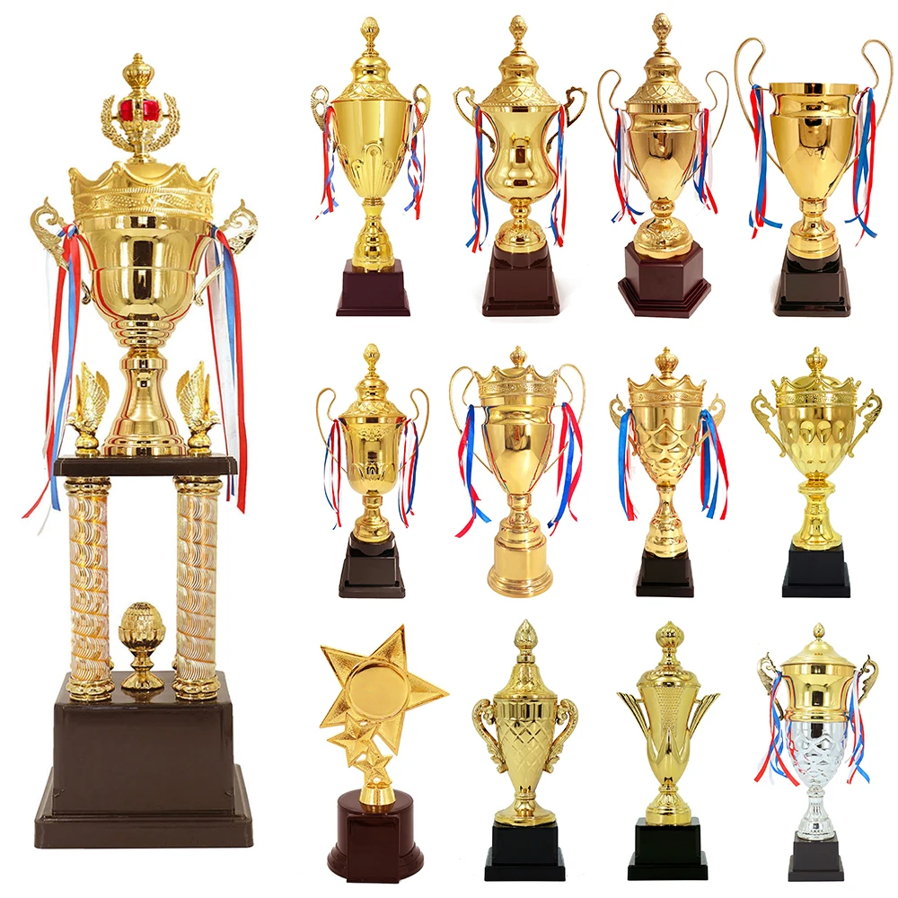 Yiwu Collection metal cup and plastic stem trophy award for kids trophy wing bodybuilding big trophies